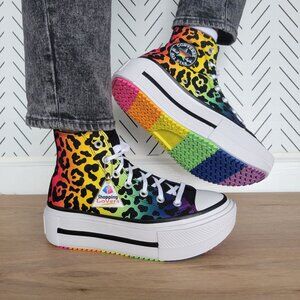 Converse Chuck Taylor All Star Platform Pride Sz 8.5 Women Shoes Leopard A15782C